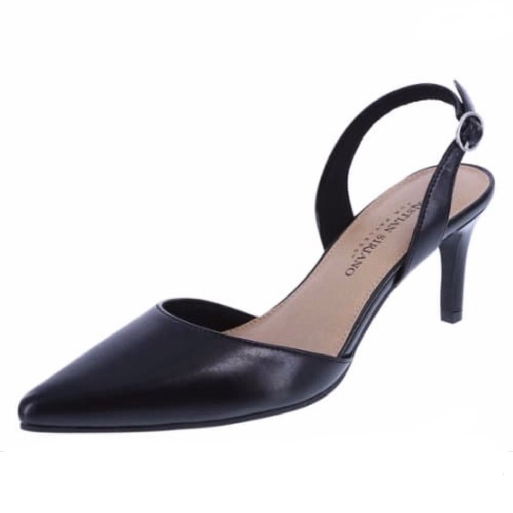 Christian Siriano Black Pointed-Toe Slingback Heels